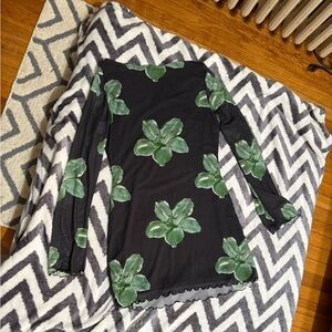 Amazon Essentials Black Midi Dress with Leafy Green Design